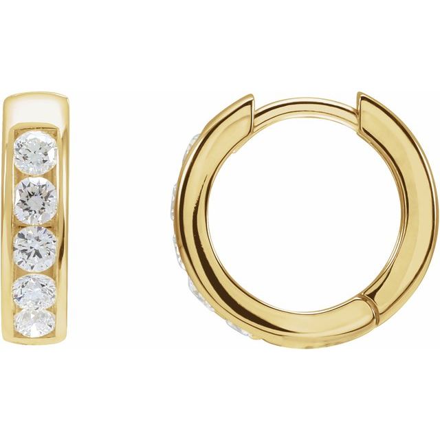 14K White 5/8 CTW Lab-Grown Diamond  Hinged Hoop Earrings