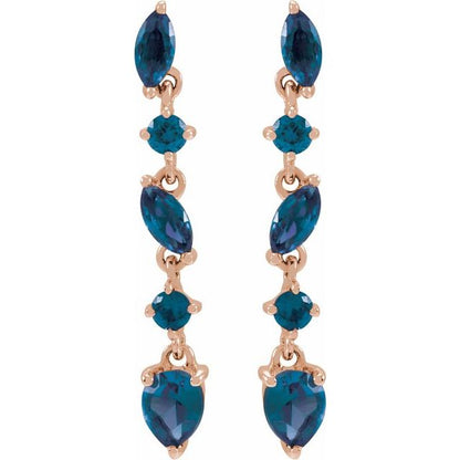 14K Rose Lab-Grown Blue Sapphire Earrings