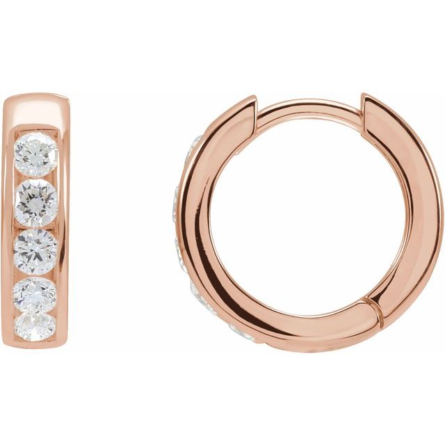 14K White 5/8 CTW Lab-Grown Diamond  Hinged Hoop Earrings