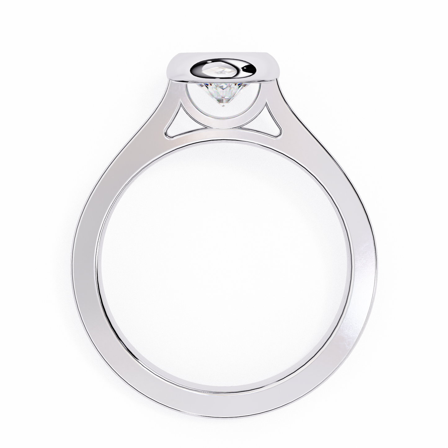 Round Cut Lab Diamond Bezel Set Dainty Solitaire Ring