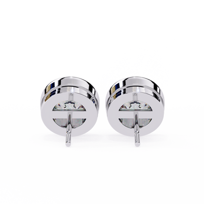 2.57Ct Round Cut Lab Grown Diamond Bezel Set Elegant Classic Perfect Solitaire 18k Solid Rose Gold Dainty Stud Earring