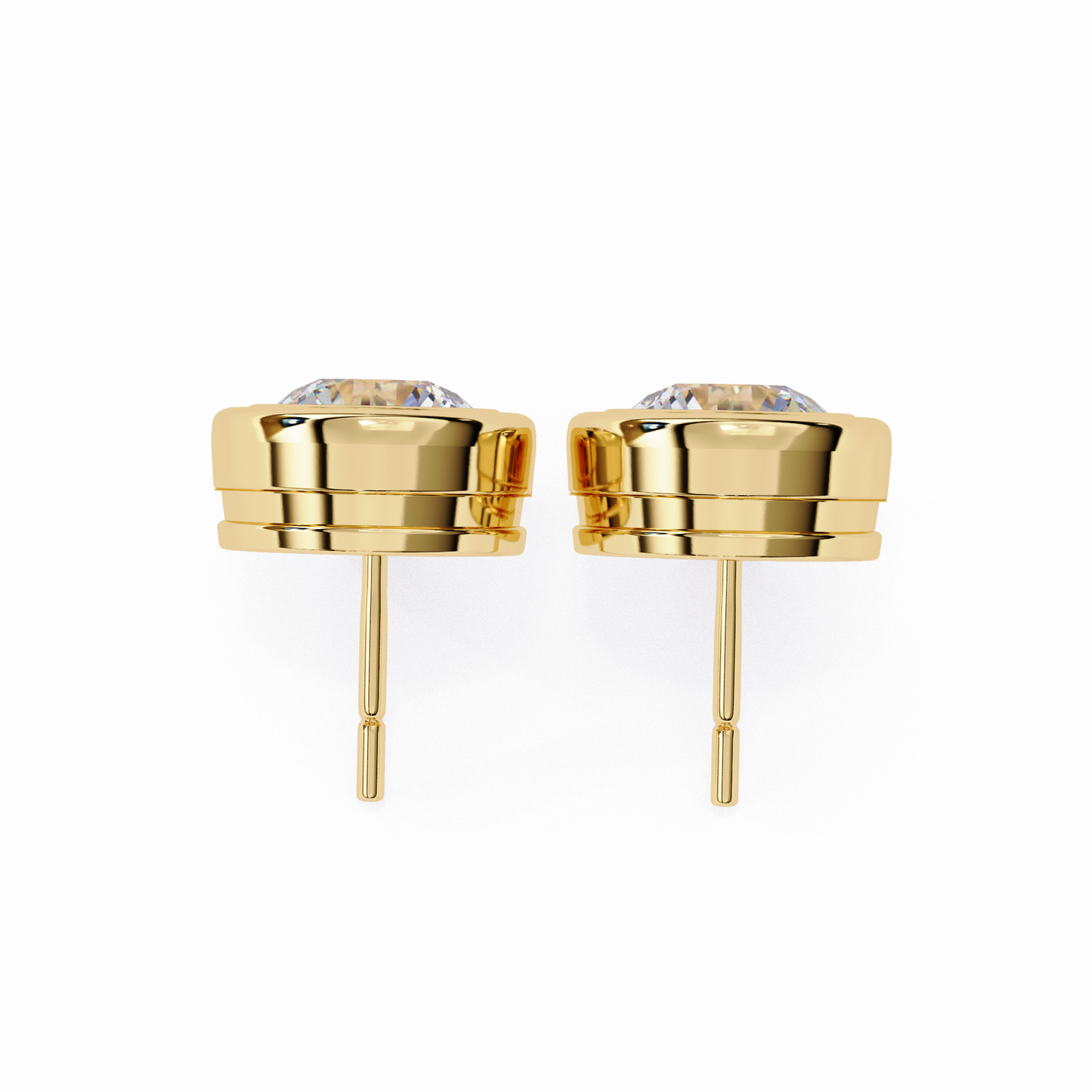 2.57Ct Round Cut Lab Grown Diamond Bezel Set Elegant Classic Perfect Solitaire 18k Solid Rose Gold Dainty Stud Earring