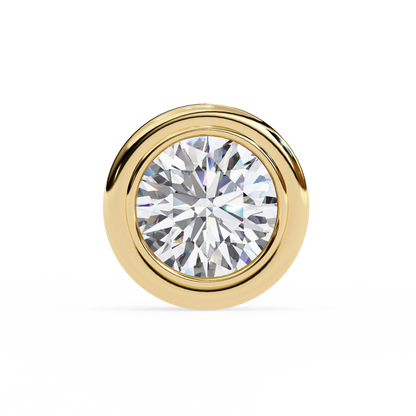 2.57Ct Round Cut Lab Grown Diamond Bezel Set Elegant Classic Perfect Solitaire 18k Solid Rose Gold Dainty Stud Earring