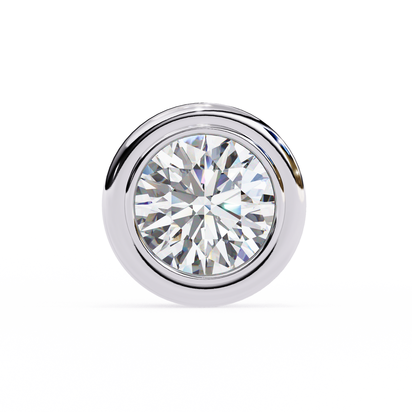 2.57Ct Round Cut Lab Grown Diamond Bezel Set Elegant Classic Perfect Solitaire 18k Solid Rose Gold Dainty Stud Earring