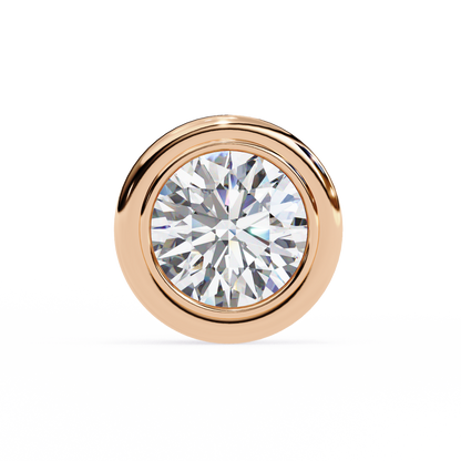 2.57Ct Round Cut Lab Grown Diamond Bezel Set Elegant Classic Perfect Solitaire 18k Solid Rose Gold Dainty Stud Earring