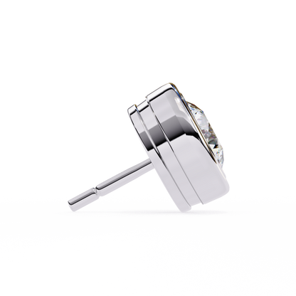 2.57Ct Round Cut Lab Grown Diamond Bezel Set Elegant Classic Perfect Solitaire 18k Solid Rose Gold Dainty Stud Earring