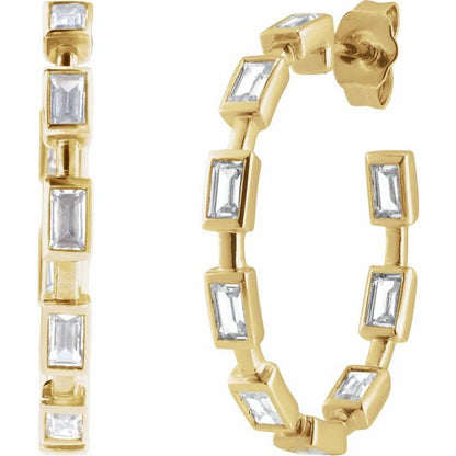 14K Yellow 1 1/4 CTW Lab-Grown Diamond  Hoop Earrings