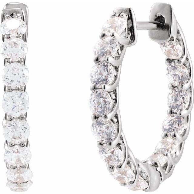 14K Yellow 2 1/5 CTW Lab-Grown Diamond Inside-Outside  Hoop Earrings