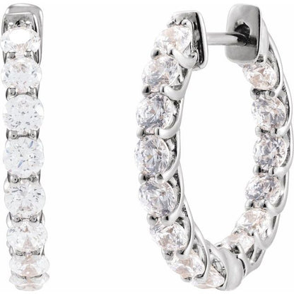 14K Yellow 2 1/5 CTW Lab-Grown Diamond Inside-Outside  Hoop Earrings