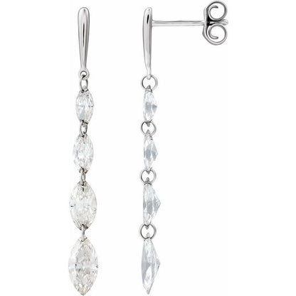 14K Yellow 1 1/2 CTW Lab-Grown Diamond Drilled Diamond Earrings