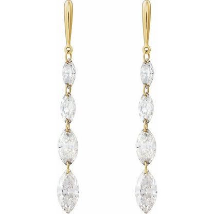 14K Yellow 1 1/2 CTW Lab-Grown Diamond Drilled Diamond Earrings