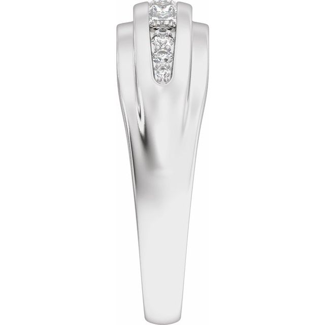 14K White 1/2 CTW Lab-Grown Diamond Stepped-Edge Tapered Band