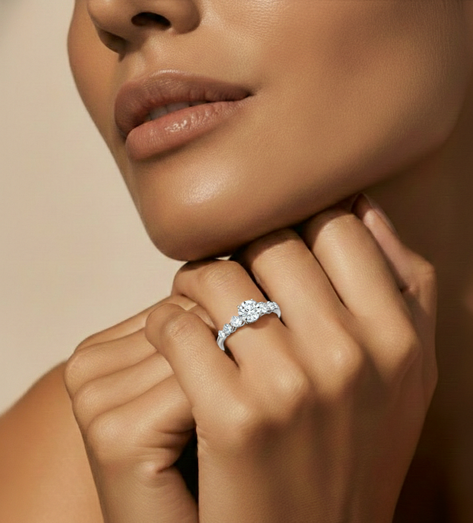 14K Solid Gold Engagement Ring, Lab grown 1.44 Ct Round Diamond Women's Ring For Anniversary