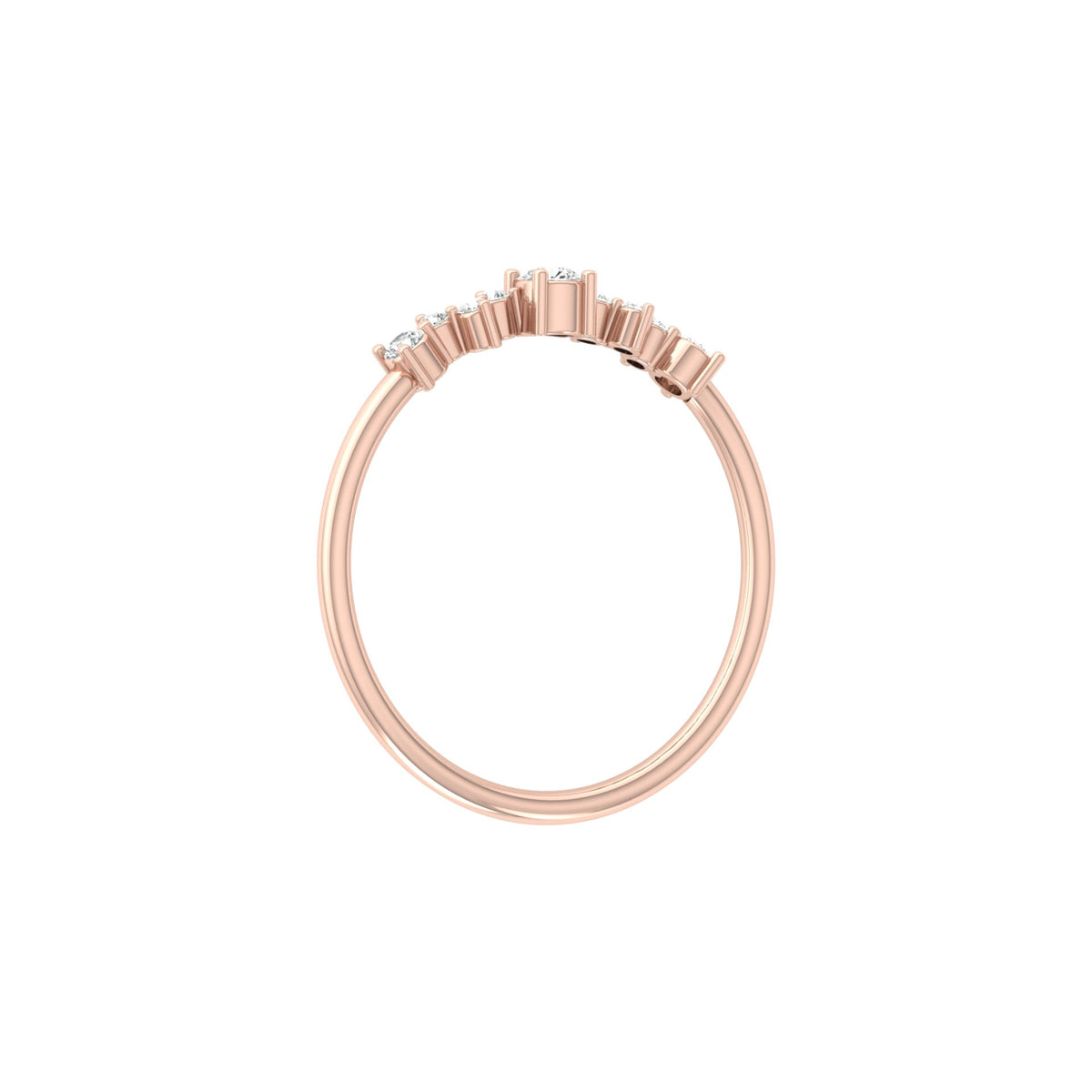 14Kt Solid Gold Diamond Ring for Women's Minimalist Daily Wear Band with Round-Cut Diamonds - HIGHCARAT DIAMONDS