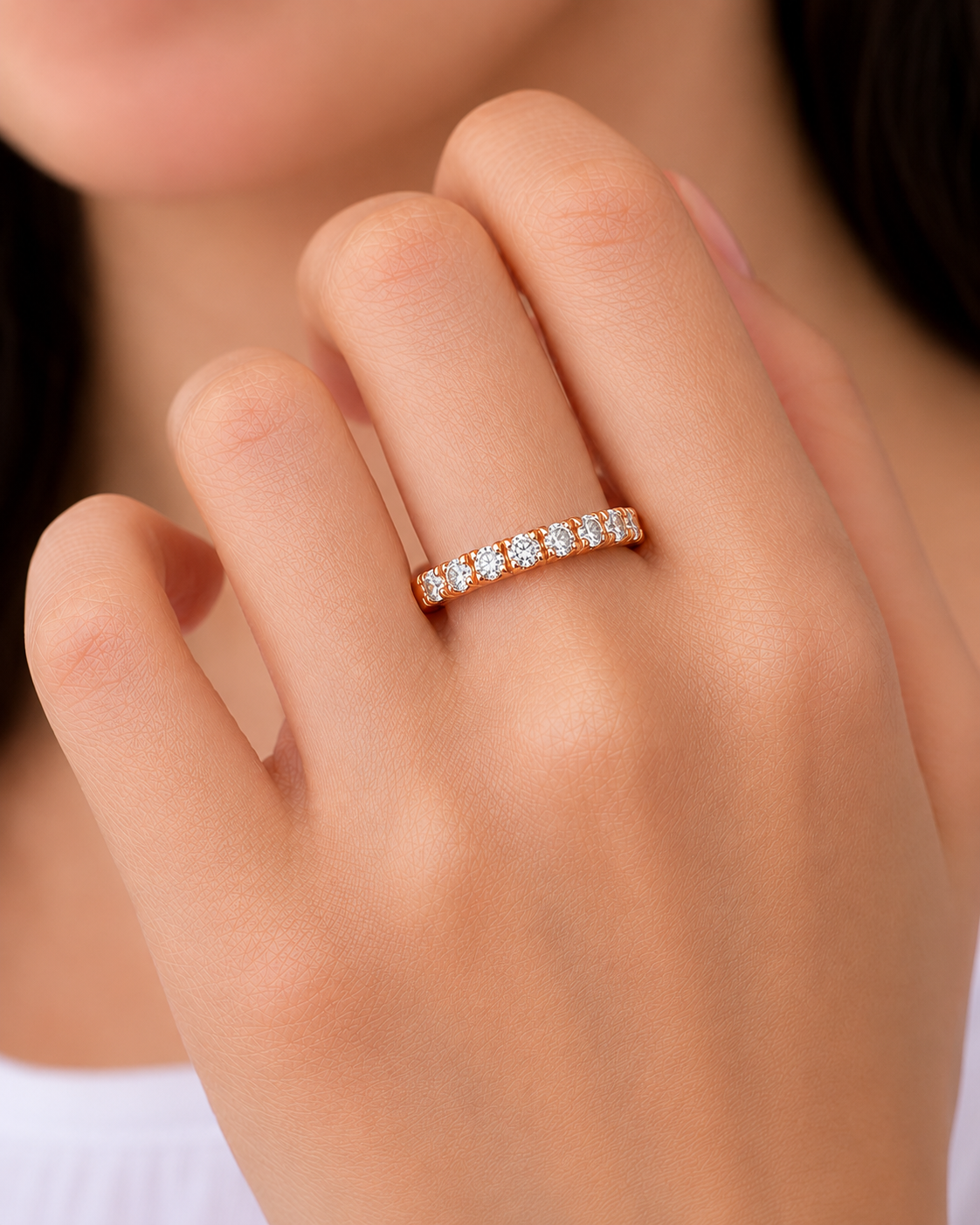 Elegant 14K Solid Gold Round Eternity Band With Sparkling Timeless Labgrown Diamond - HIGHCARAT DIAMONDS
