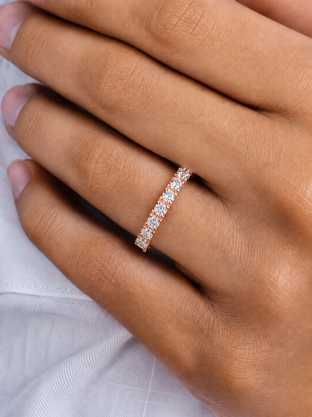 14K White Gold Round Diamond Wedding Eternity Band Elegant Yet Budget-Friendly with labgrown Diamond - HIGHCARAT DIAMONDS