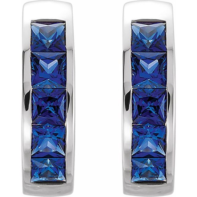 14k-white-lab-grown-blue-sapphire-hoop-earrings