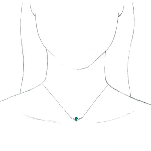 14k-white-lab-grown-emerald-&-.06-ctw-natural-diamond-16"-necklace