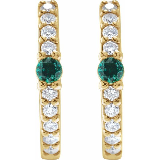 14k-yellow-lab-grown-blue-sapphire-&-1/8-ctw-natural-diamond--hoop-earring