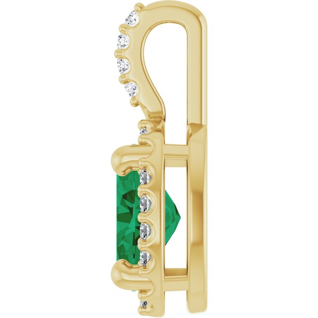 14k-yellow-lab-grown-emerald-&-.07-ctw-natural-diamond-halo-style-pendant