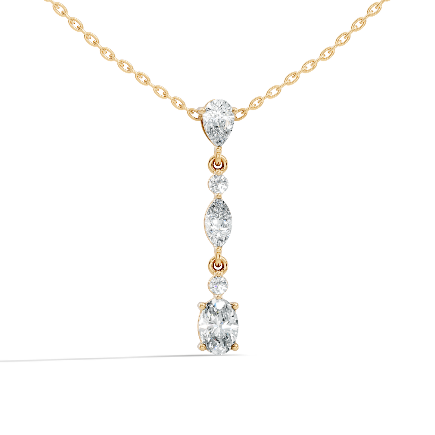 14k Solid Gold Pendant Necklace with Lab-Grown Diamond Statement Piece For Her