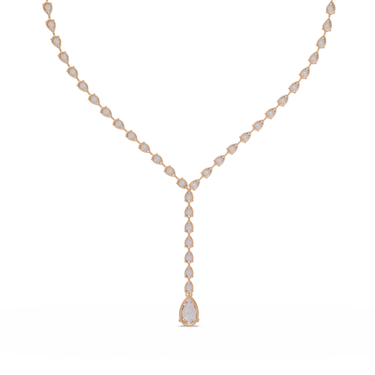 14k Yellow Gold Pear Tennis Lab Grown Diamond Necklace - HIGHCARAT DIAMONDS