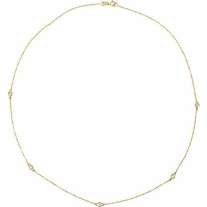 14K Yellow 1/5 CTW Lab-Grown Diamond 3-Station 18" Necklace