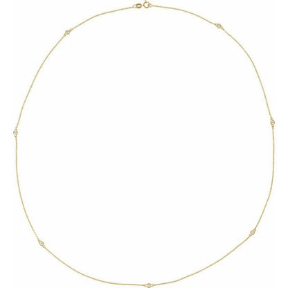 14K Yellow 1/5 CTW Lab-Grown Diamond 3-Station 18" Necklace