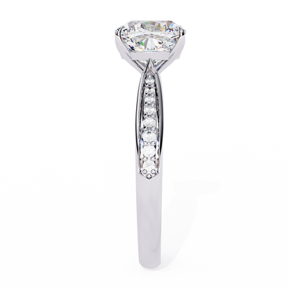 14K Solid Gold Cushion And Round lab Grown Diamond  Pave Set, Elegant Look Gift For her