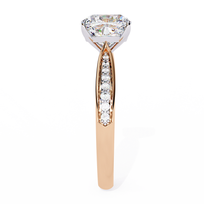 14K Solid Gold Cushion And Round lab Grown Diamond  Pave Set, Elegant Look Gift For her