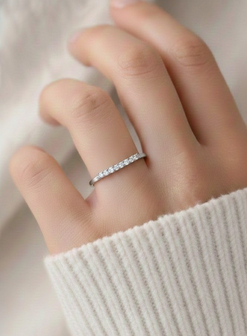 Minimalist Round Diamond Wedding Band Ring Perfect Jewelry For Women In 14 K Solid Gold