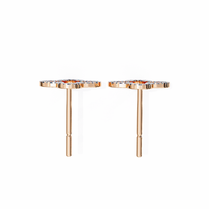 Round Cut Diamond Cluster Dainty Classic  Antique Handmade Screw Back Wedding Stud Earring For Her