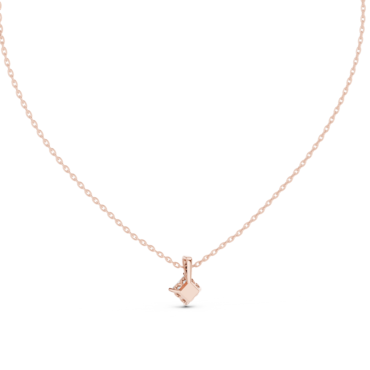 18K Gold Prong Set Princess Cut Lab Grown Diamond Solitaire Pendant Alternate Angle