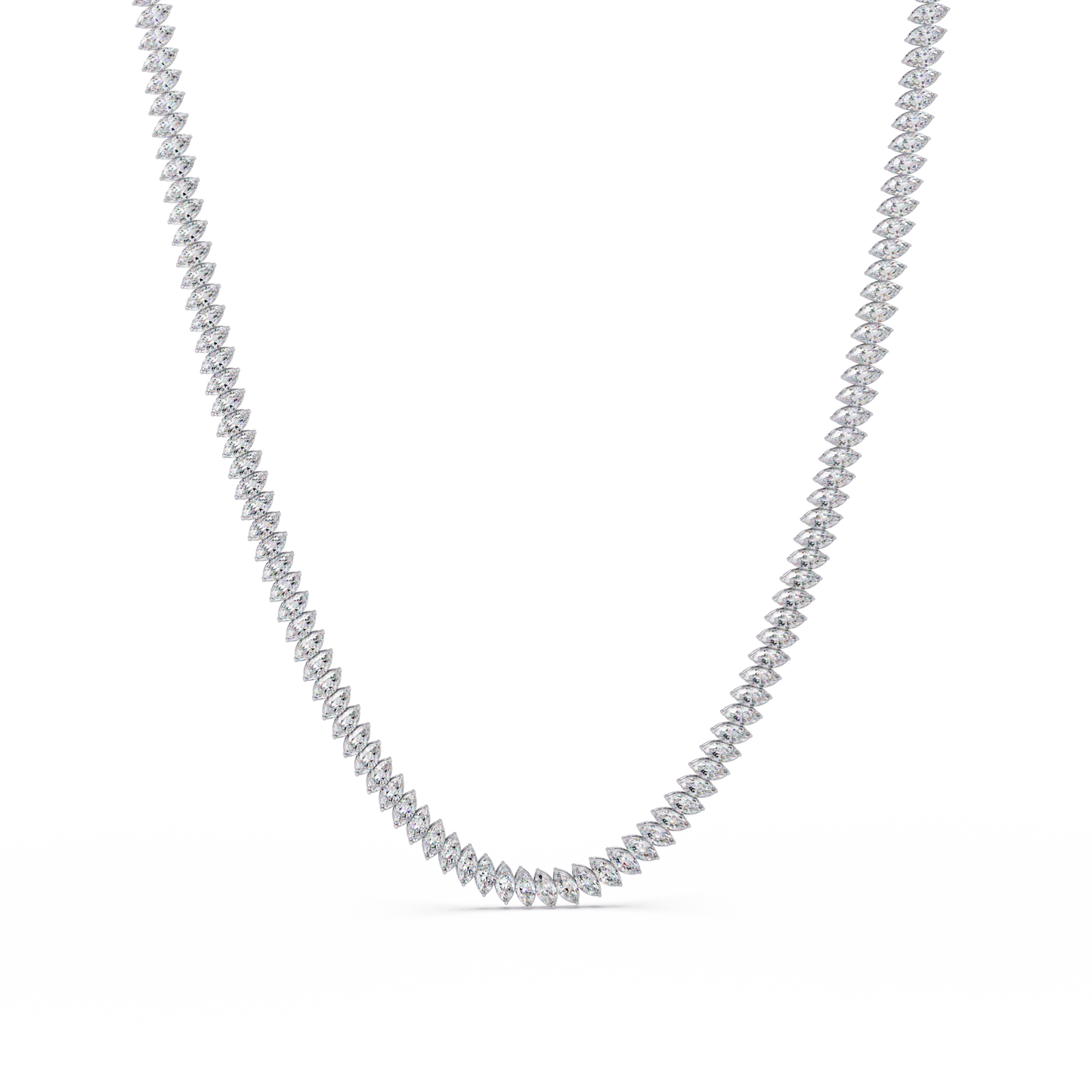 18k Solid Gold Marquise Tennis Diamond Necklace - HIGHCARAT DIAMONDS
