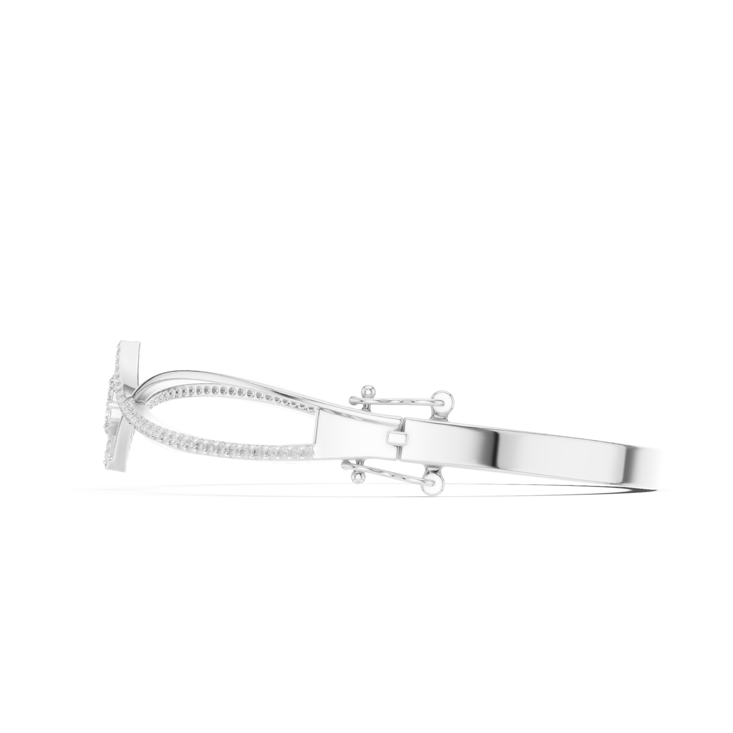 18k Solid White Gold Round Cut Lab Grown Diamond Ethical Bangle Bracelet - HIGHCARAT DIAMONDS