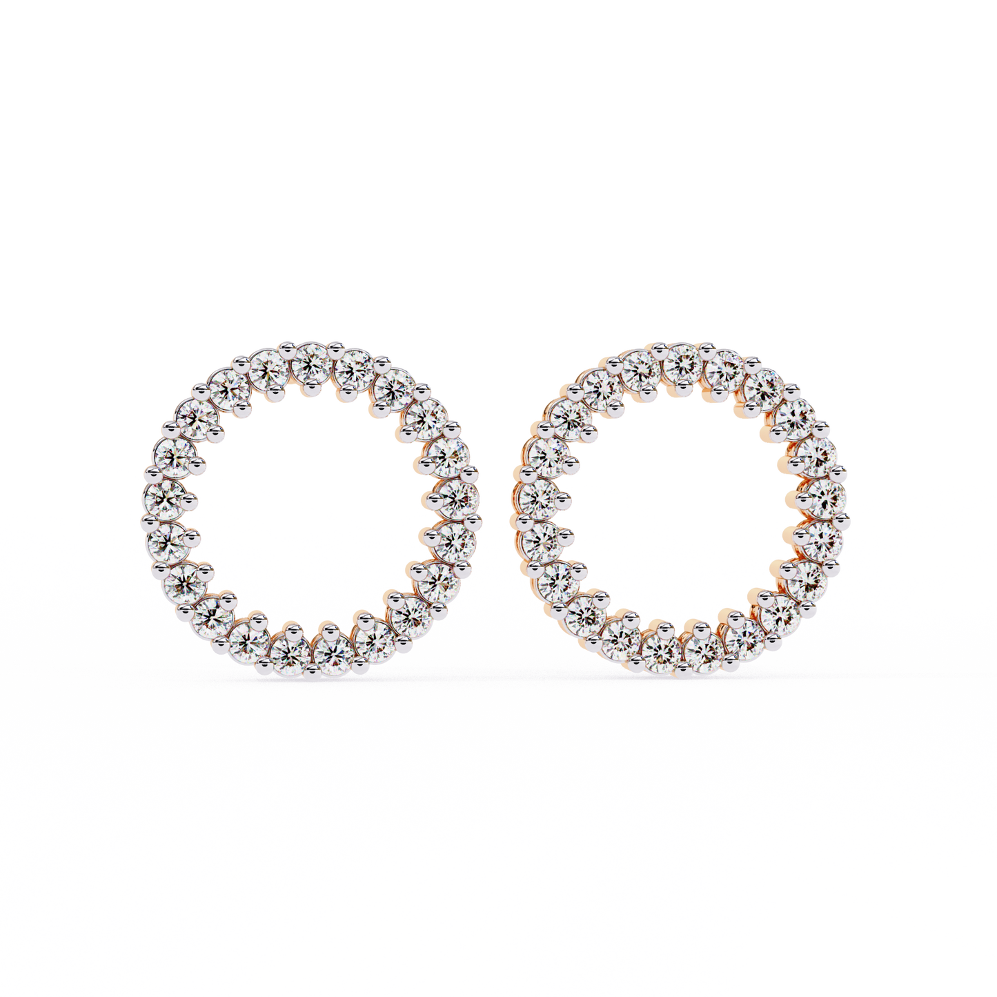 Round Cut Lab Grown Diamond Circle Shape Antique Delicate Prong Set Bridesmaid Stud Earring Gift For Women's
