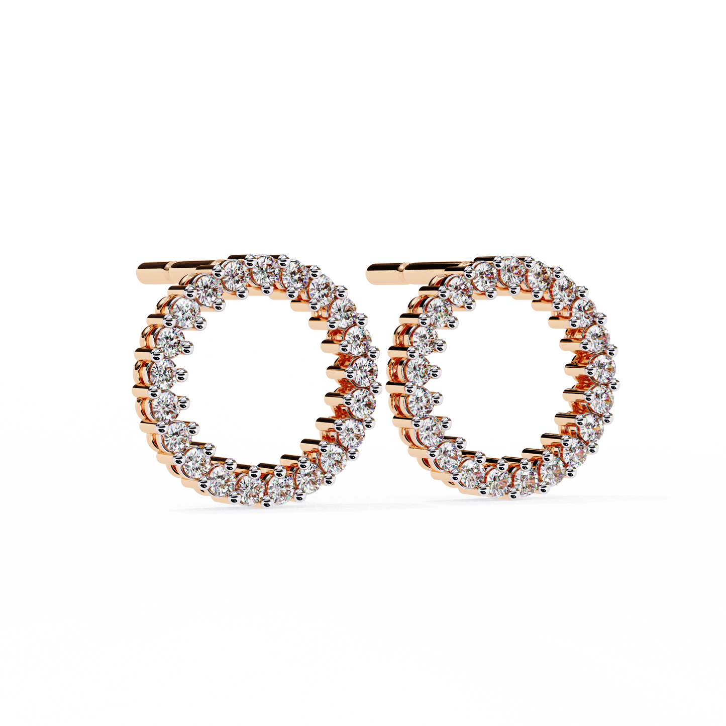 Round Cut Lab Grown Diamond Circle Shape Antique Delicate Prong Set Bridesmaid Stud Earring Gift For Women's