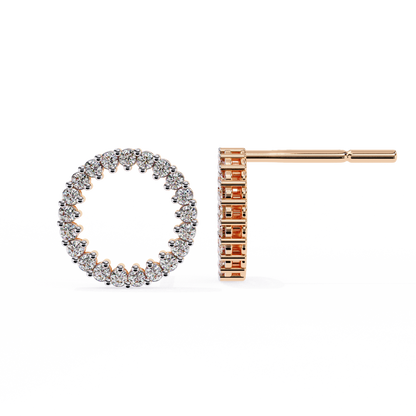 Round Cut Lab Grown Diamond Circle Shape Antique Delicate Prong Set Bridesmaid Stud Earring Gift For Women's