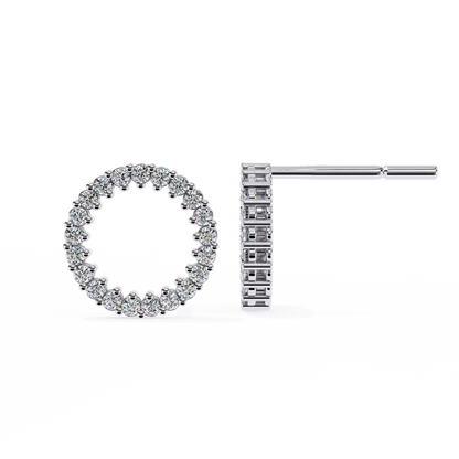 Round Cut Lab Grown Diamond Circle Shape Antique Delicate Prong Set Bridesmaid Stud Earring Gift For Women's