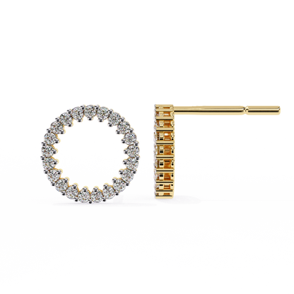 Round Cut Lab Grown Diamond Circle Shape Antique Delicate Prong Set Bridesmaid Stud Earring Gift For Women's