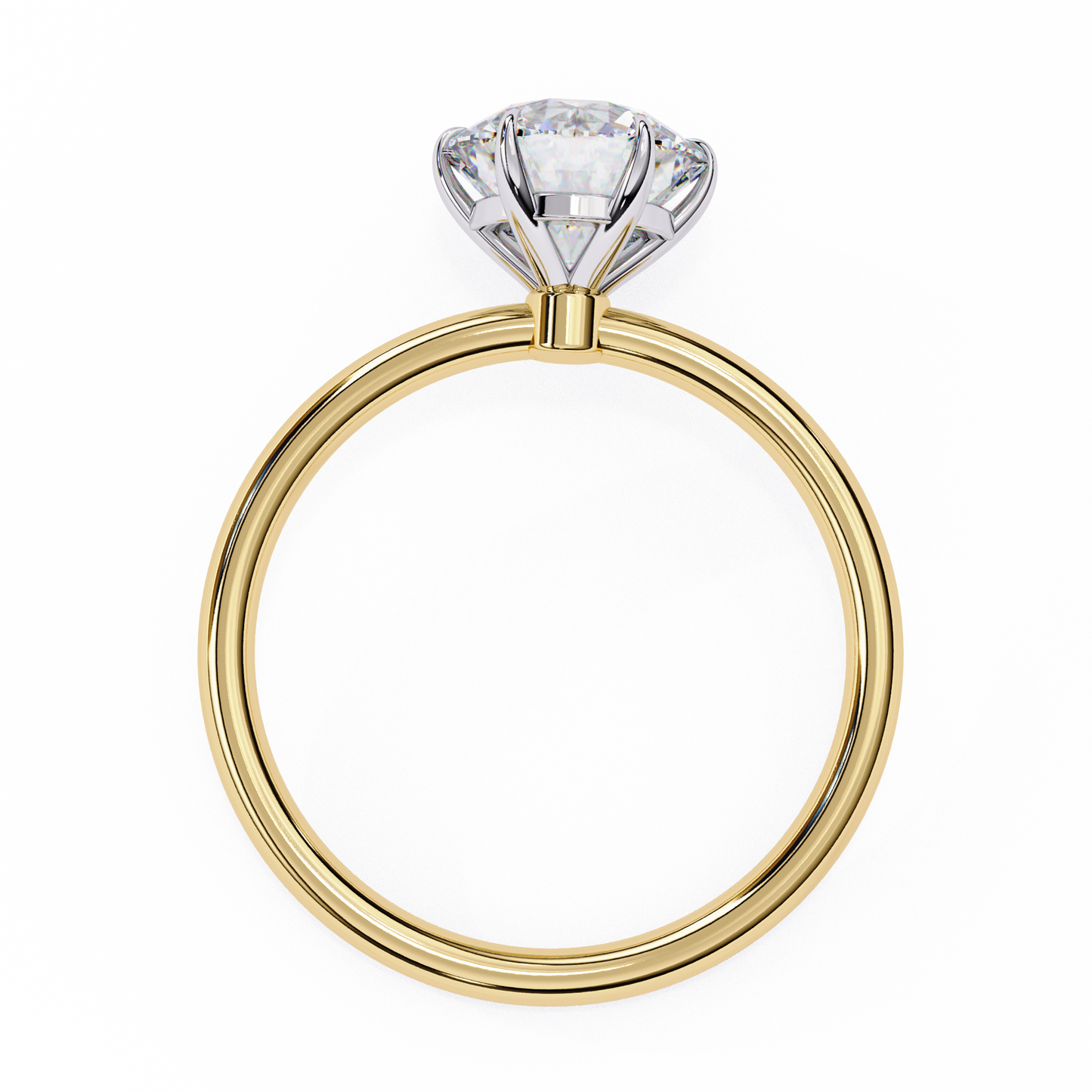 Round Cut Lab Grown Diamond Pave Setting Simple Solitaire Ring Gift for Her 10K, 14K Metal Available