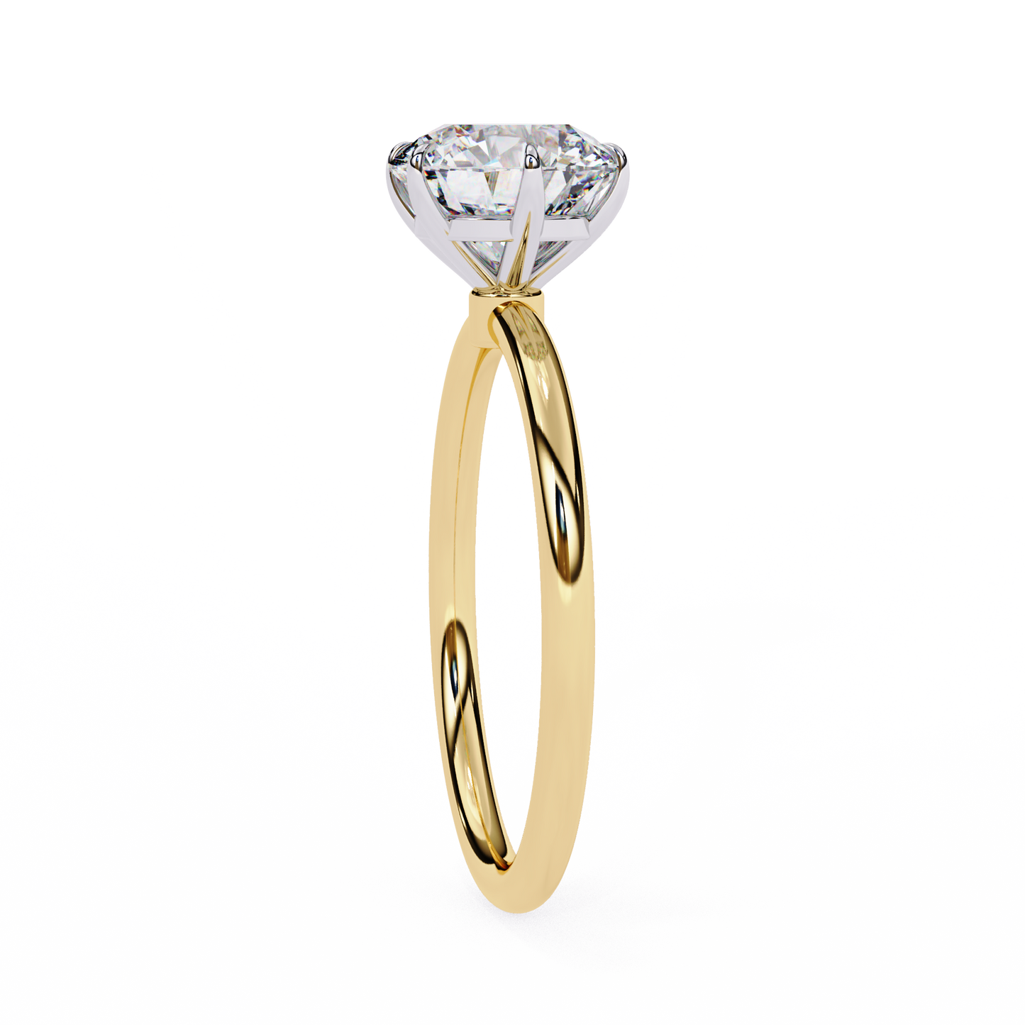 Round Cut Lab Grown Diamond Pave Setting Simple Solitaire Ring Gift for Her 10K, 14K Metal Available