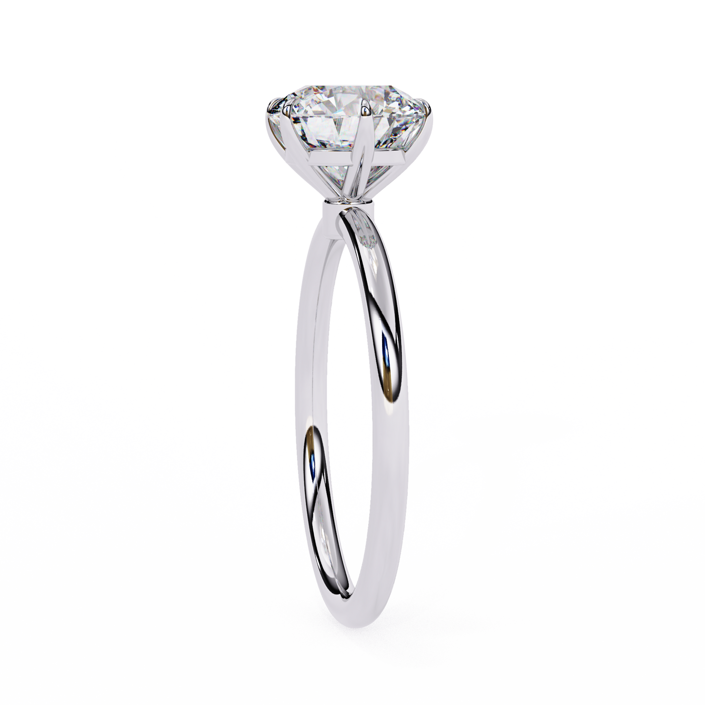 Round Cut Lab Grown Diamond Pave Setting Simple Solitaire Ring Gift for Her 10K, 14K Metal Available