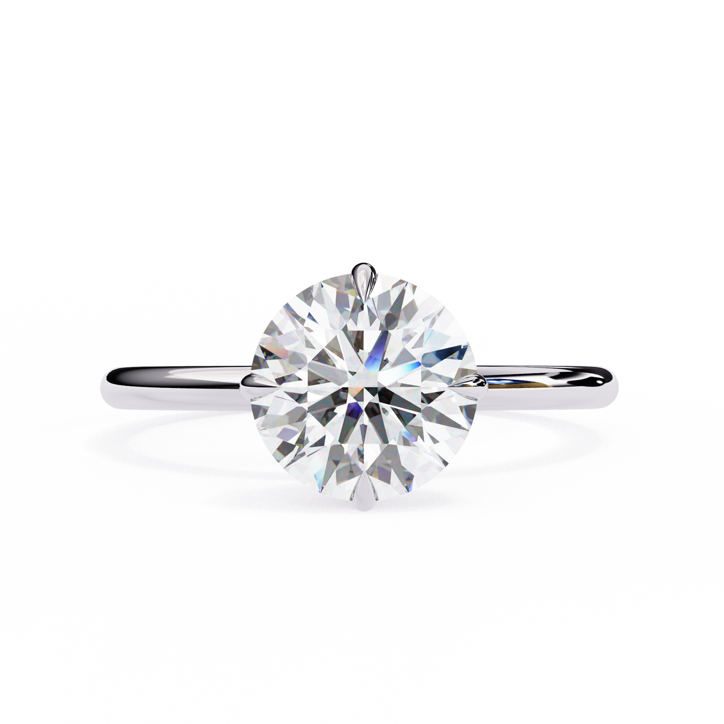 Round Cut Lab Grown Diamond Pave Setting Simple Solitaire Ring Gift for Her 10K, 14K Metal Available