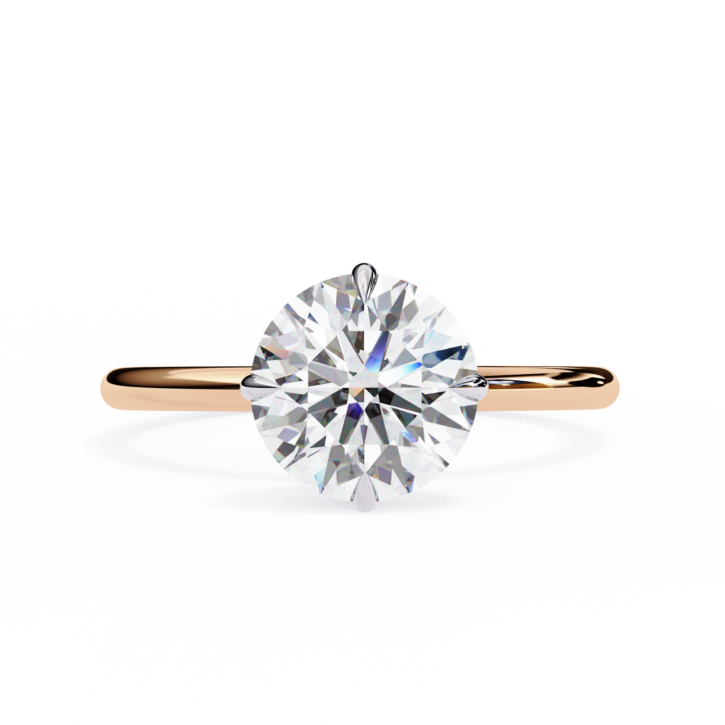 Round Cut Lab Grown Diamond Pave Setting Simple Solitaire Ring Gift for Her 10K, 14K Metal Available