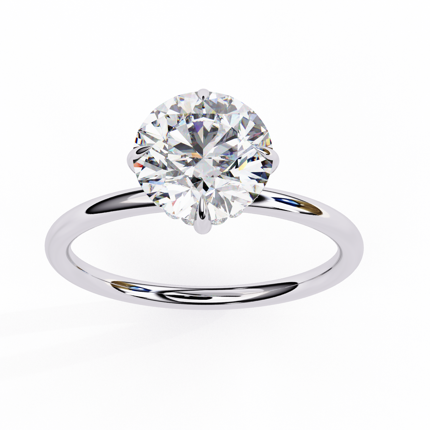 Round Cut Lab Grown Diamond Pave Setting Simple Solitaire Ring Gift for Her 10K, 14K Metal Available