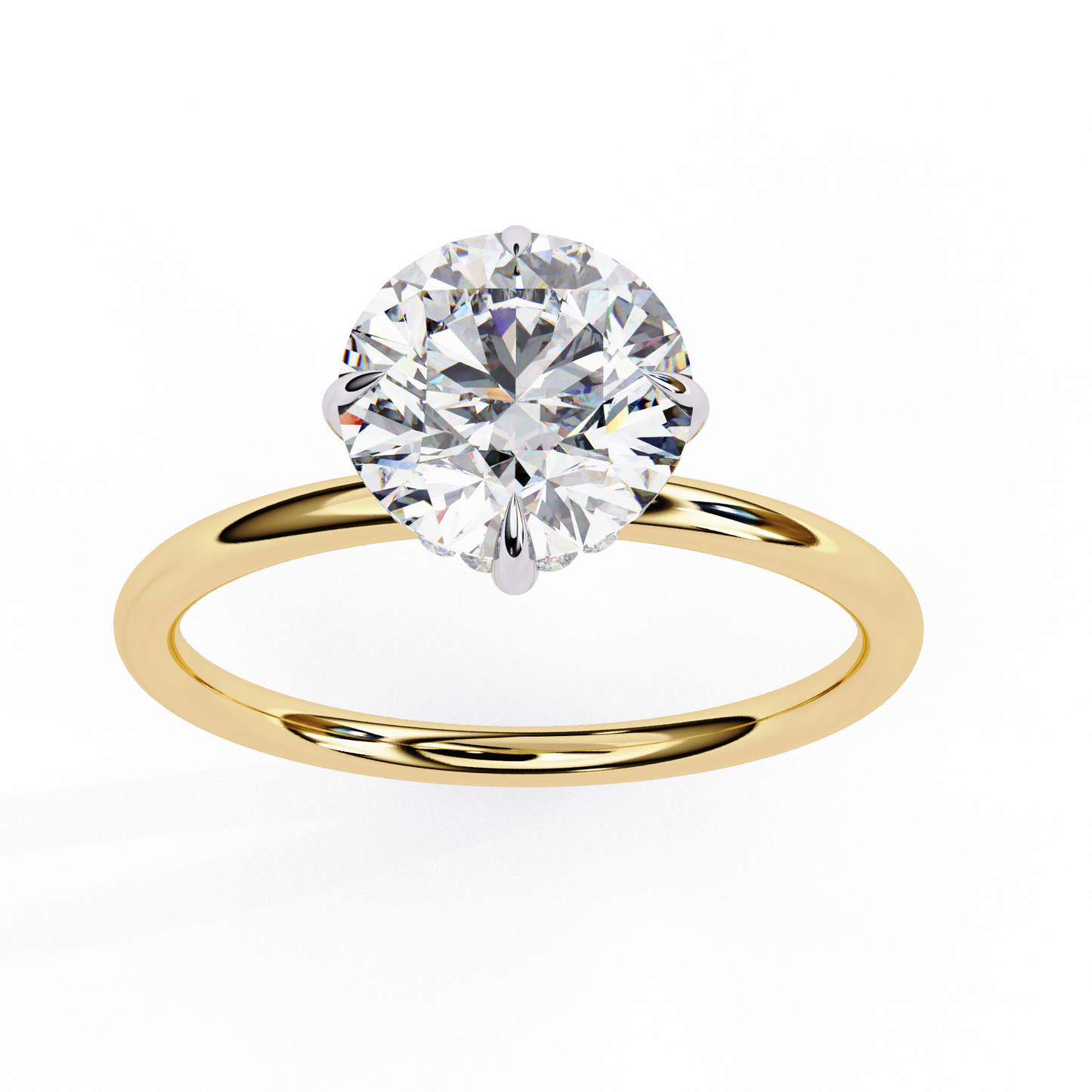 Round Cut Lab Grown Diamond Pave Setting Simple Solitaire Ring Gift for Her 10K, 14K Metal Available