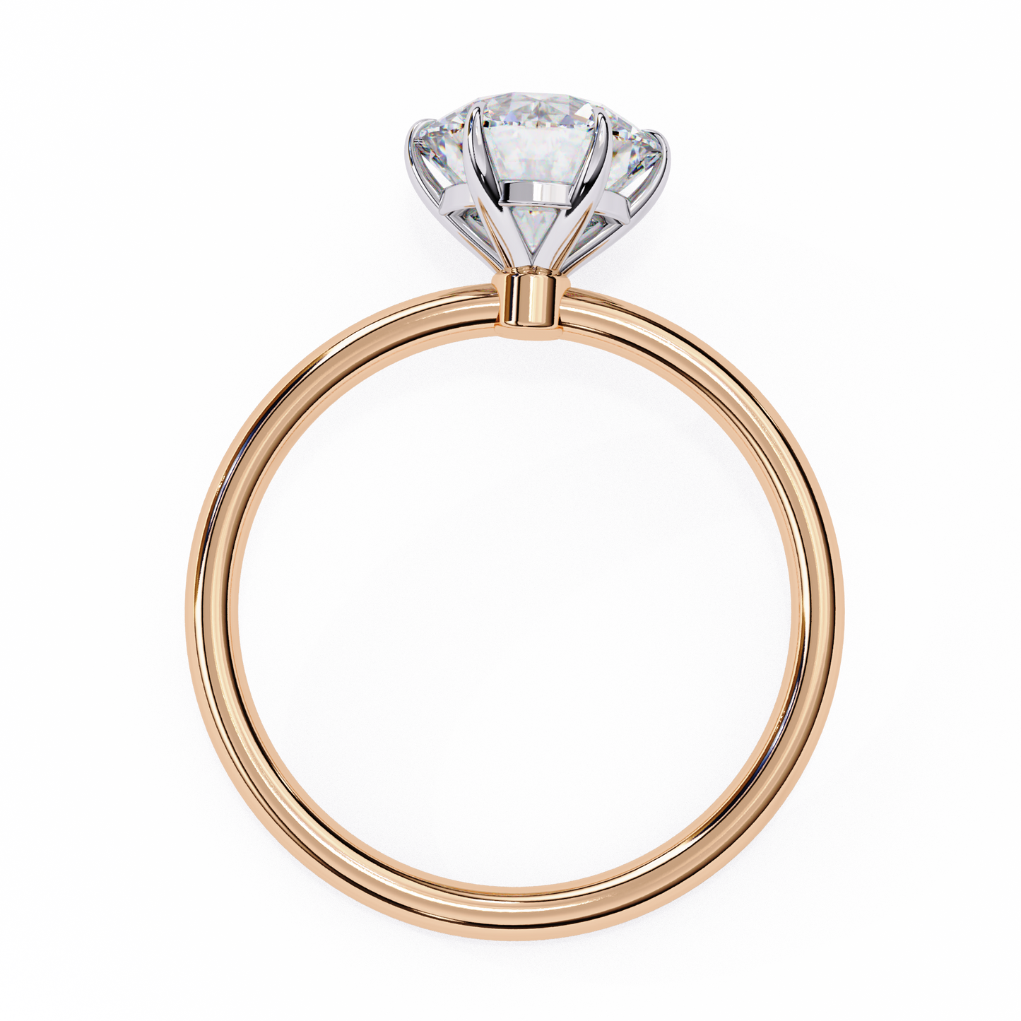 Round Cut Lab Grown Diamond Pave Setting Simple Solitaire Ring Gift for Her 10K, 14K Metal Available