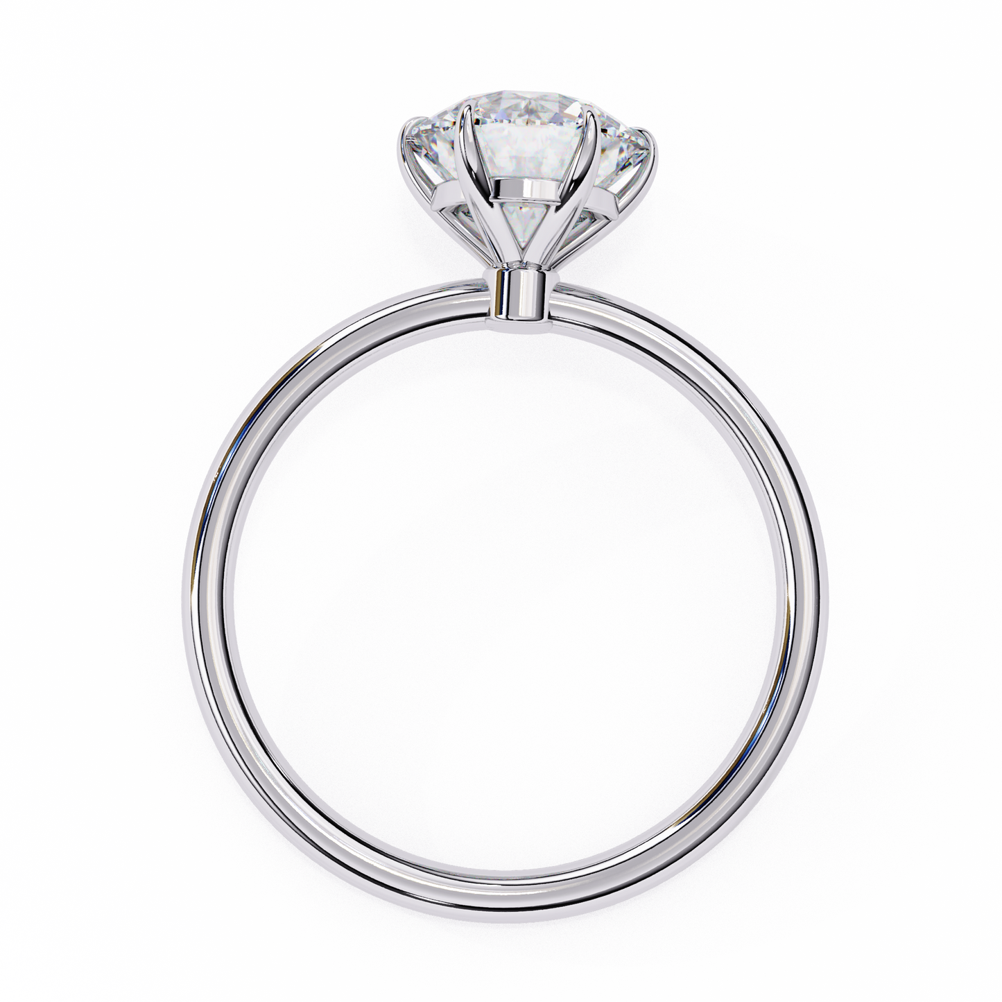 Round Cut Lab Grown Diamond Pave Setting Simple Solitaire Ring Gift for Her 10K, 14K Metal Available