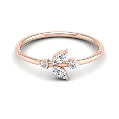 10K Gold Labgrown Diamond Marquise and Round Cut Engagement Ring Affordable Party Band